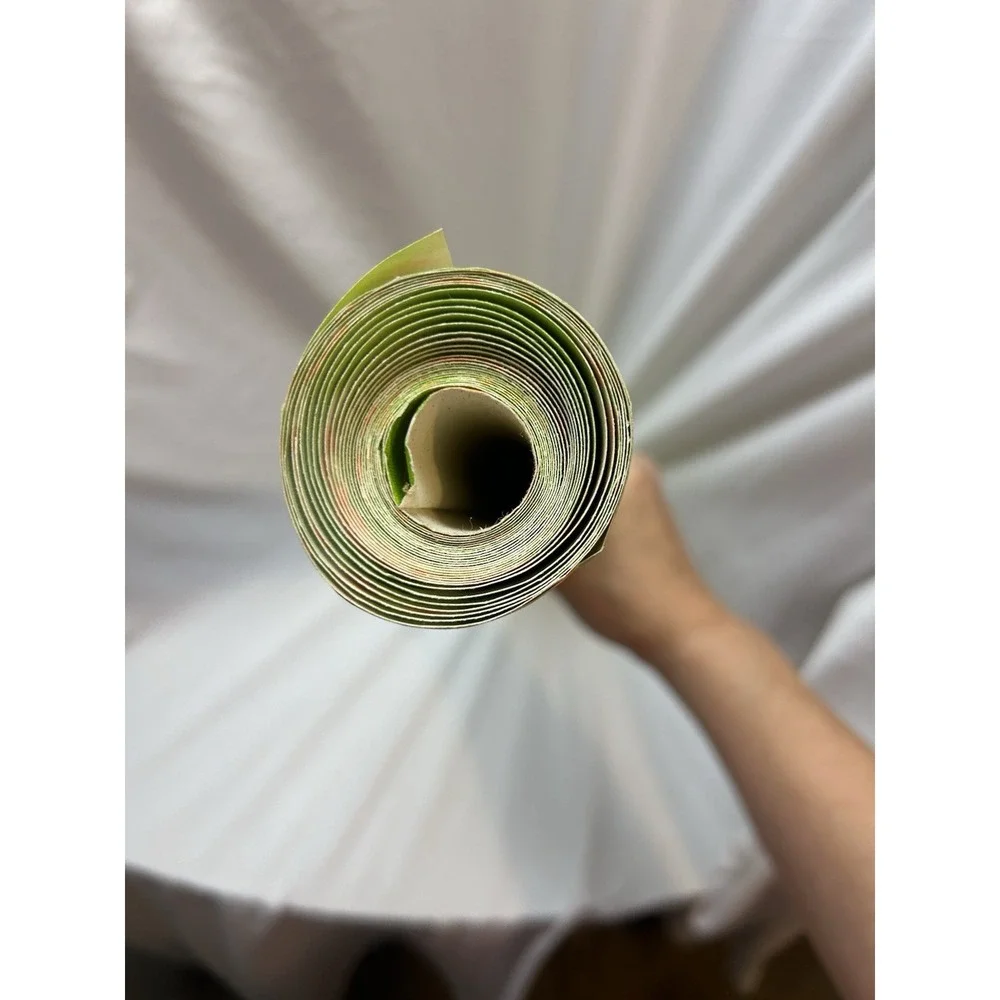 VTG 70s Green Bamboo Print Wallpaper Roll Groovy Jungle
